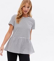 New Look White Stripe Peplum T-Shirt